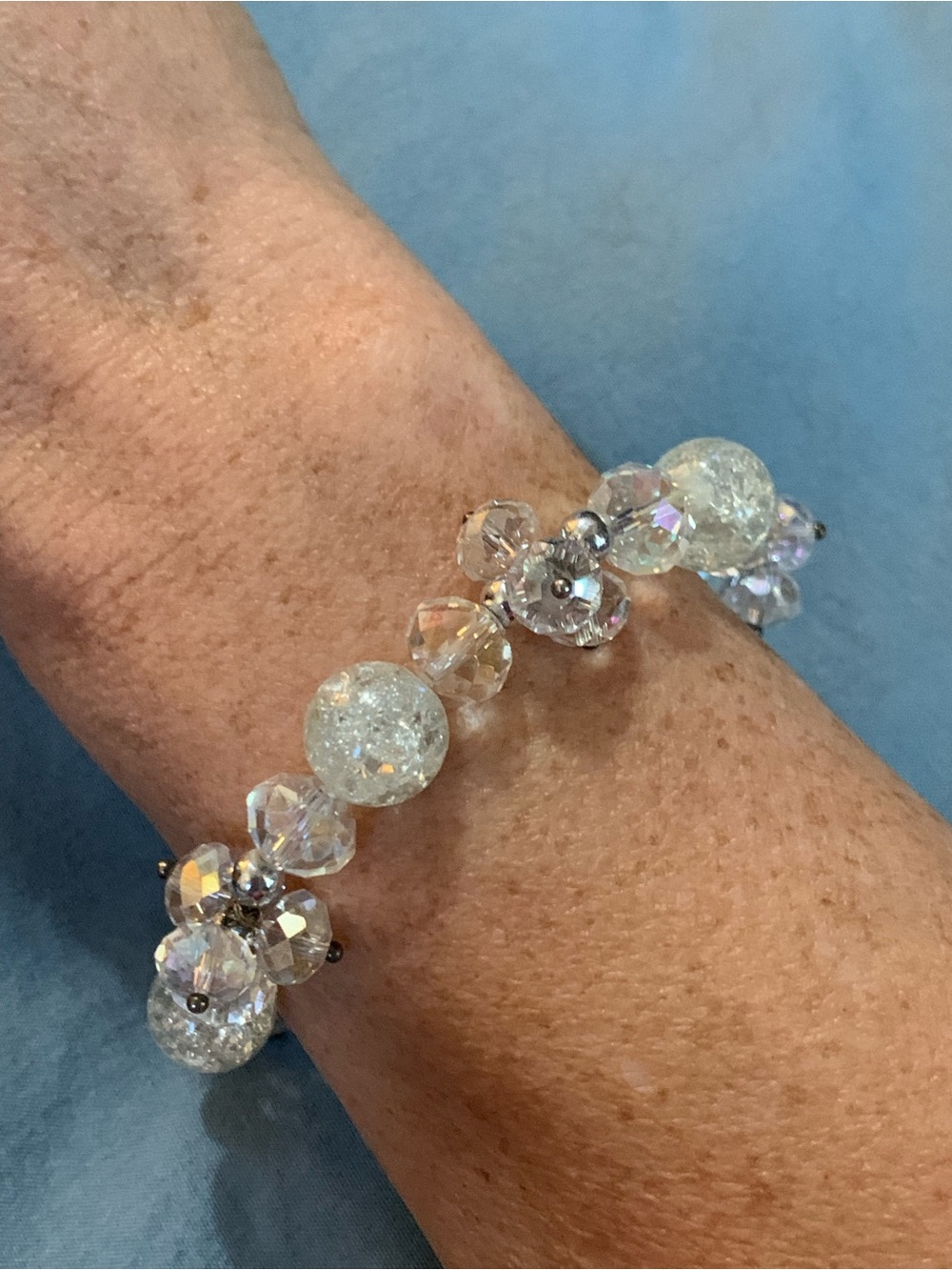 Iridescent Clear Crystal Stretch Bracelet